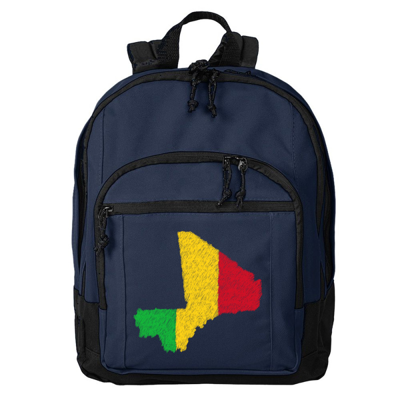 Mali Map Flag Drawing Line Art Basic Backpack | Artistshot