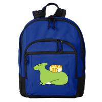 Hadrosaurid And Orange Tabby Cat Basic Backpack | Artistshot