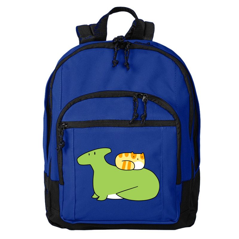 Hadrosaurid And Orange Tabby Cat Basic Backpack | Artistshot