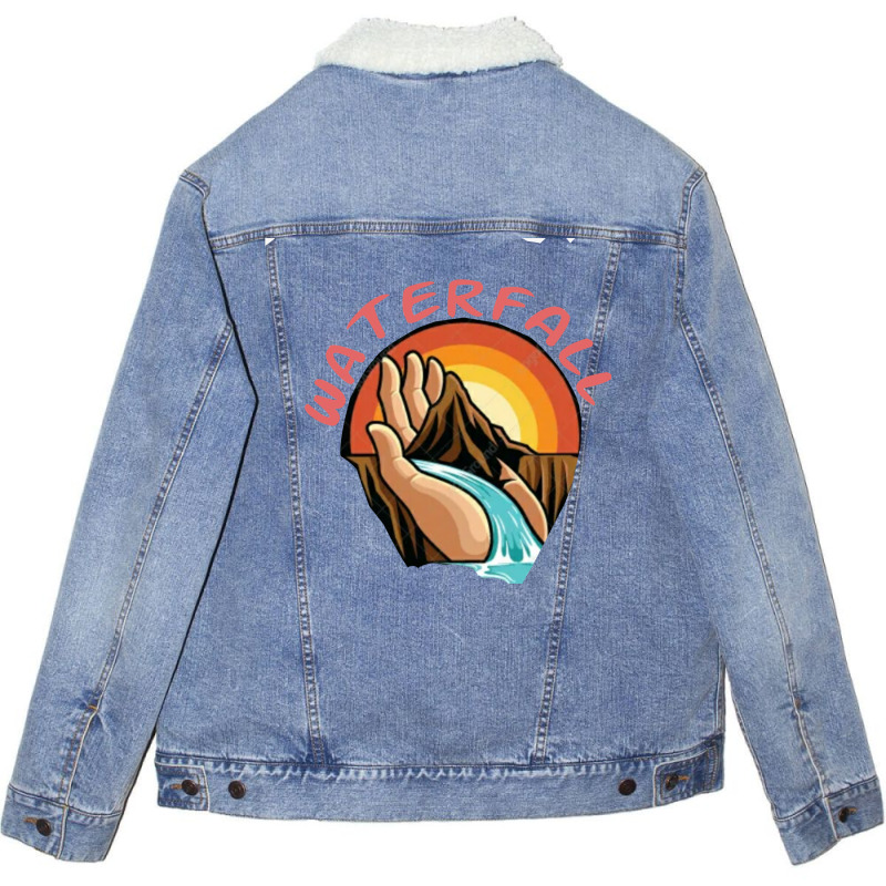 Waterfall Image Unisex Sherpa-lined Denim Jacket | Artistshot