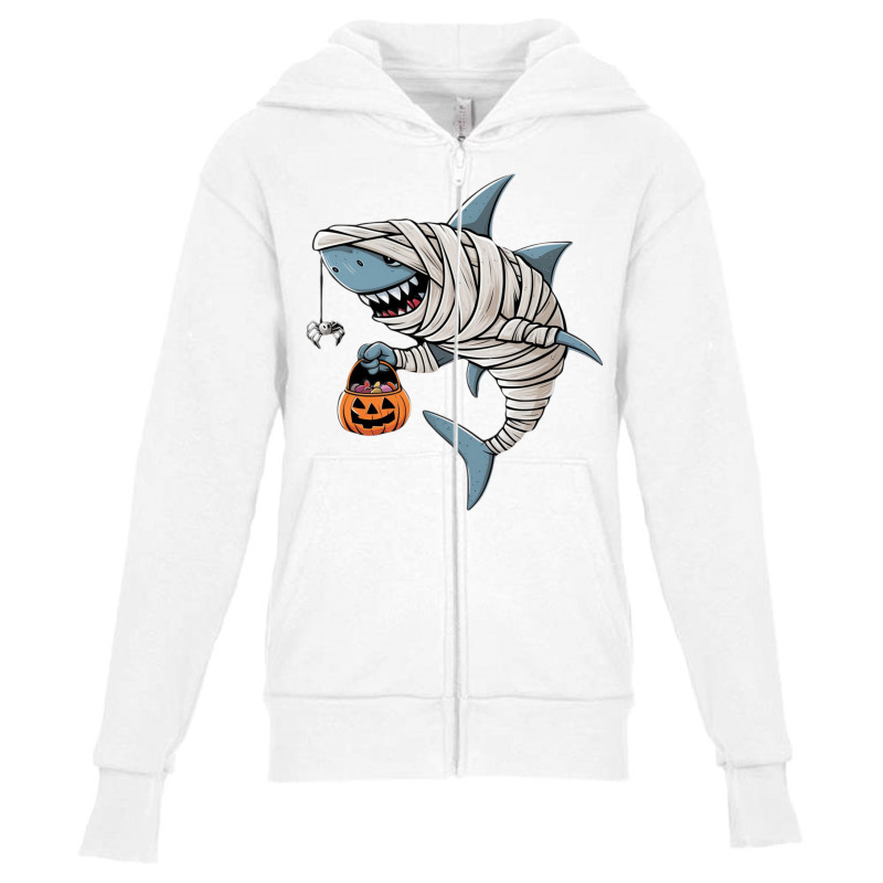 A Mummy Shark Halloween Youth Zipper Hoodie | Artistshot