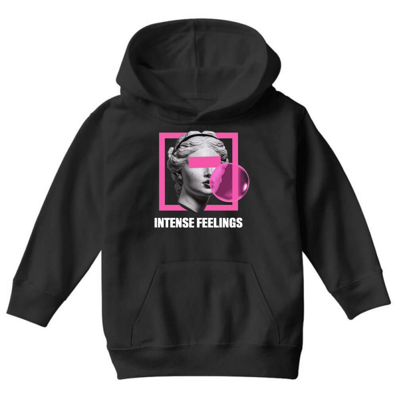 A Woman With Eyes Coveredby A Pink Rectangle Youth Hoodie | Artistshot