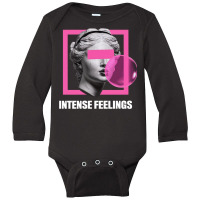 A Woman With Eyes Coveredby A Pink Rectangle Long Sleeve Baby Bodysuit | Artistshot