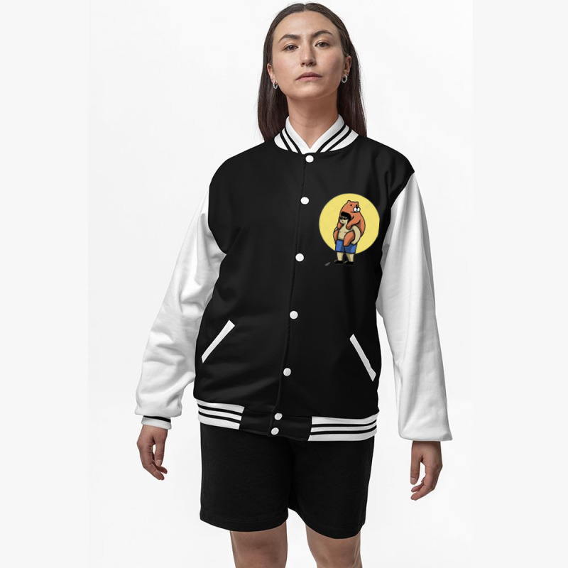 Bear And Man Images Bomber Jacket | Artistshot