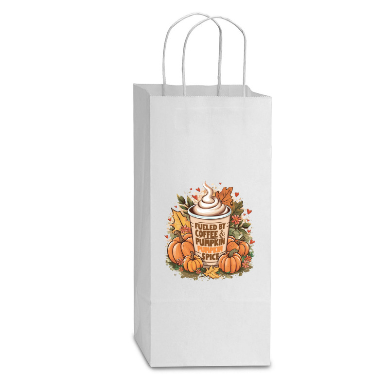 Fueled By Coffee & Pumpkin Spice Double Wine Paper Bag - 6 1/2 X 3 1/2 X 12 3/8 | Artistshot