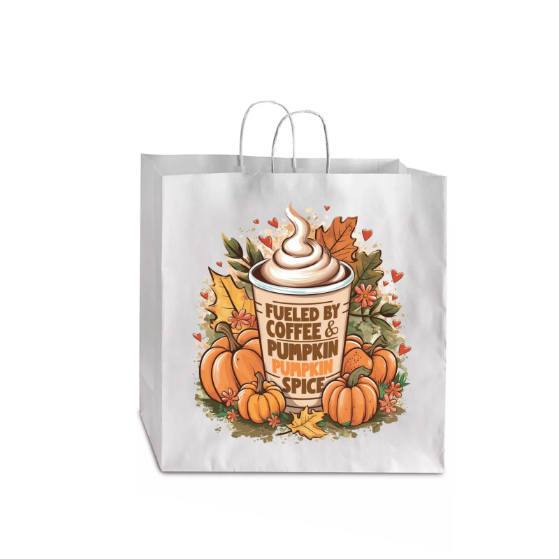 Fueled By Coffee & Pumpkin Spice Jumbo Paper Bag - 18 X 7 X 18 3/4 | Artistshot