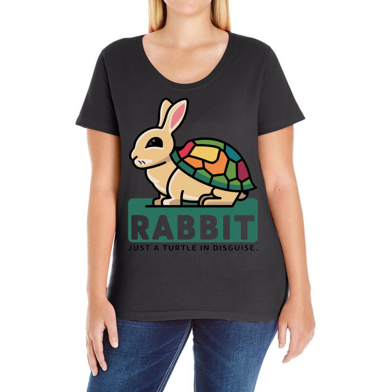 Rabbit Just A Turtle In Disguise Ladies Curvy T-Shirt by John Nichols | Artistshot