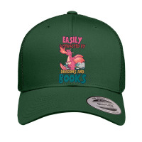 Easily Distracted By Dragon And Books Funny Dragon Designs Gift Men Retro Trucker Cap | Artistshot