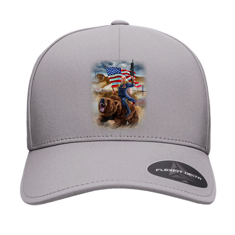 Usa President Trump Build Epic Wall Protect America Seamless Cap | Artistshot