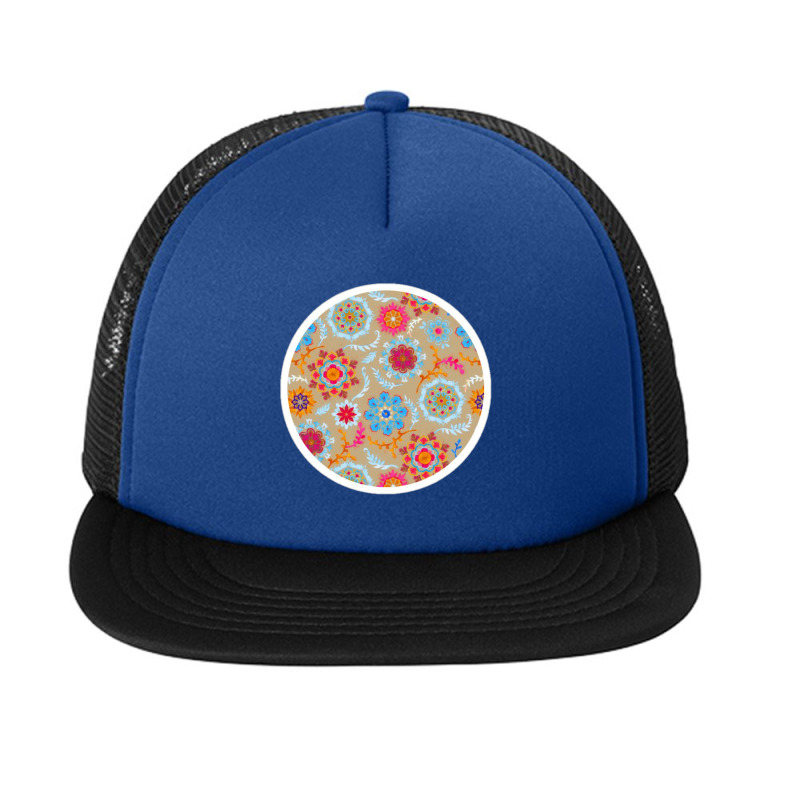 Watercolor Kaleidoscope Floral Desaturated 42774082 Foam Snapback hat by Sri66 | Artistshot