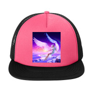 Girl Flying Angel Wings Lights Drawing Fantasy Foam Snapback Hat | Artistshot