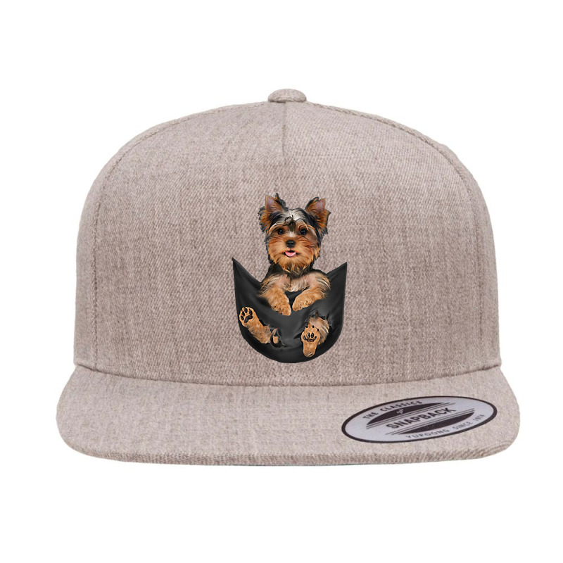 Dog Lovers Gifts Yorkshire Terrier In Pocket Funny Dog Face Premium T 5 panel snapback cap by jermonmccline | Artistshot