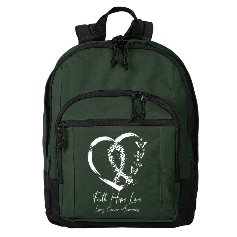 White Ribbon Faith Hope Love Support Lung Cancer Awareness Basic Backpack | Artistshot