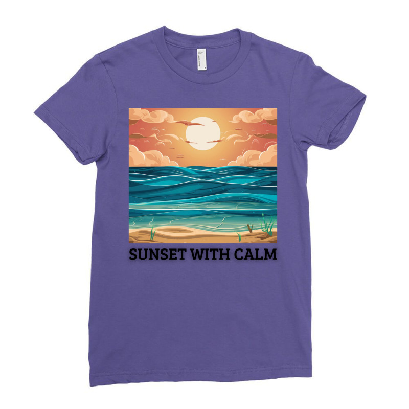 Sunset With Calm Ladies Fitted T-Shirt by E.S.I.Laboratory | Artistshot