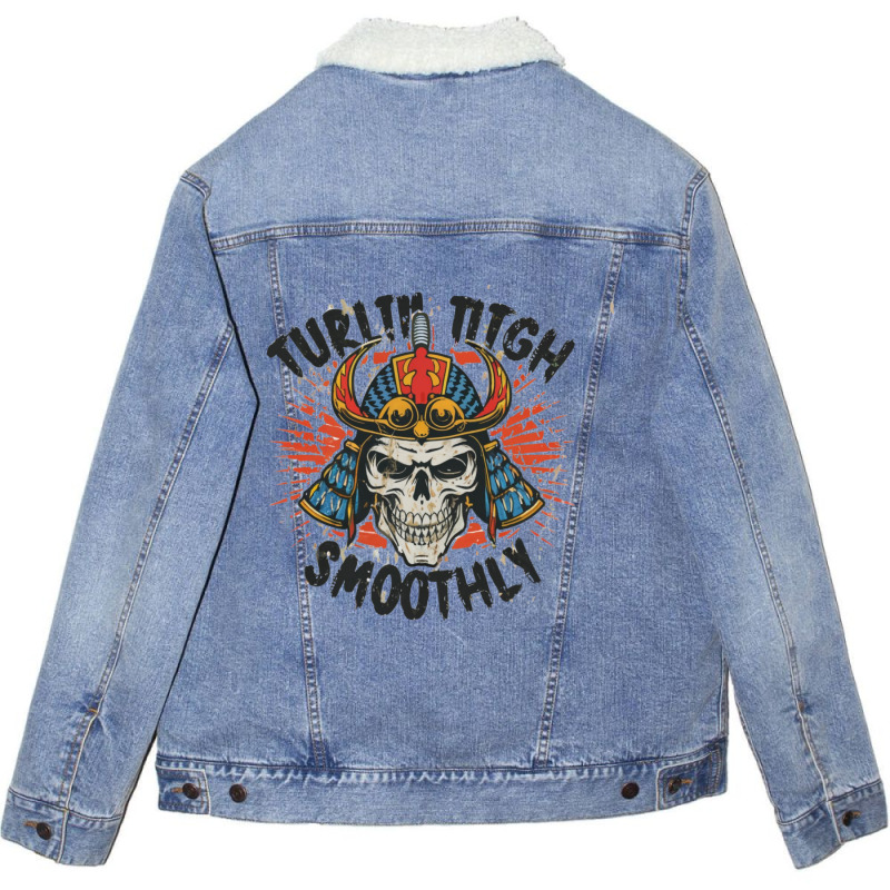 Turtling Through Life Smoothly Unisex Sherpa-Lined Denim Jacket by John Nichols | Artistshot