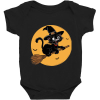 Witche Cat On A Broom Baby Bodysuit | Artistshot