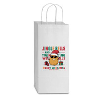 Jingle Bells And Twinkling Wells,merry Christmas Double Wine Paper Bag - 6 1/2 X 3 1/2 X 12 3/8 | Artistshot