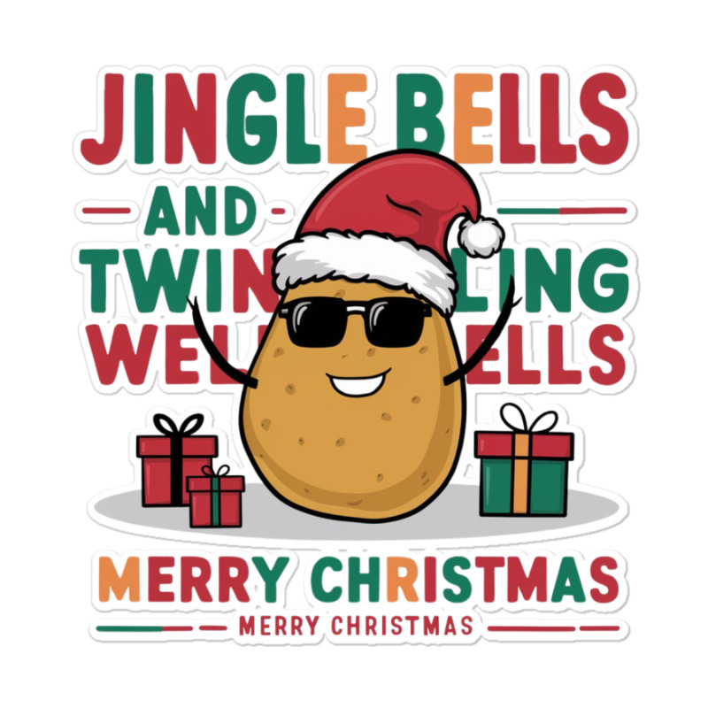 Jingle Bells And Twinkling Wells,merry Christmas Sticker | Artistshot