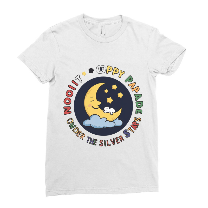 Moonlit Puppy Parade Under The Silver Stars Ladies Fitted T-Shirt by Charity Aduset | Artistshot