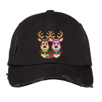 Two Glittery Reindeer Faces Side By Side Vintage Cap | Artistshot