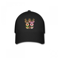 Two Glittery Reindeer Faces Side By Side Baseball Cap | Artistshot