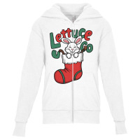 White Bunny Rabbit Hanging In A Red Christmas Stoc Youth Zipper Hoodie | Artistshot