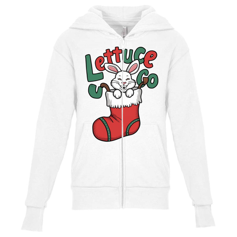 White Bunny Rabbit Hanging In A Red Christmas Stoc Youth Zipper Hoodie by Charity Aduset | Artistshot