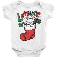 White Bunny Rabbit Hanging In A Red Christmas Stoc Baby Bodysuit | Artistshot