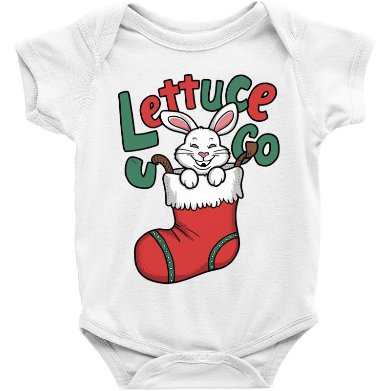 White Bunny Rabbit Hanging In A Red Christmas Stoc Baby Bodysuit by Charity Aduset | Artistshot