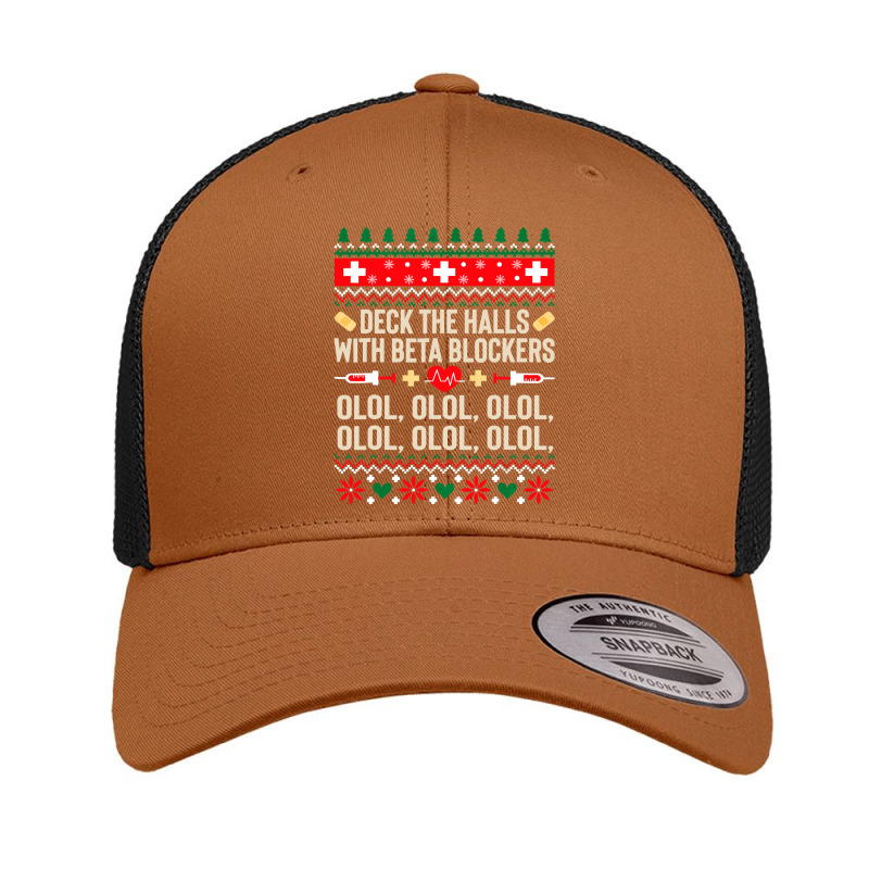 Deck The Halls With Beta Blockers Nurse Ugly Christmas Sweatshirt Retro Trucker Cap by DianneHenderson91 | Artistshot