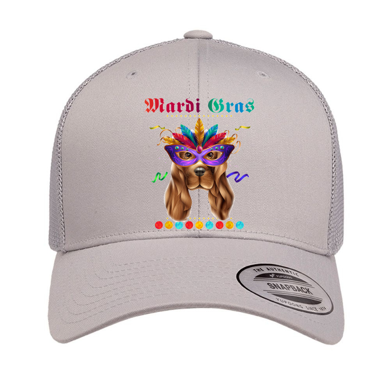 Cocker Spaniel Mardi Gras Mask Hat Bead With Feathers Funny Retro Trucker Cap by WirtzRichard | Artistshot