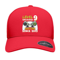 Nine 9yr Bday Son Boy Funny Gamer 9th 9 Years Old Birthday Seamless Cap | Artistshot