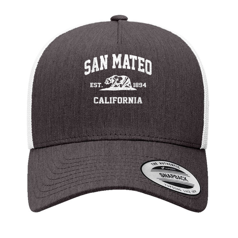 San Mateo California Ca Vintage State Athletic Style T Shirt Yupoong Trucker Cap by mikidicosmo | Artistshot