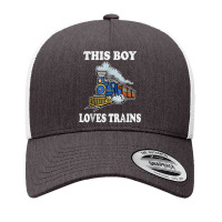 This Boy Loves Trains For A Train Lover Wagon Locomotive T Shirt Yupoong Trucker Cap | Artistshot