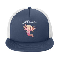 Axolotl Gamesolotl Gamer Axolotl Playing Video Games Boys Girls 468 Foam Snapback Hat | Artistshot