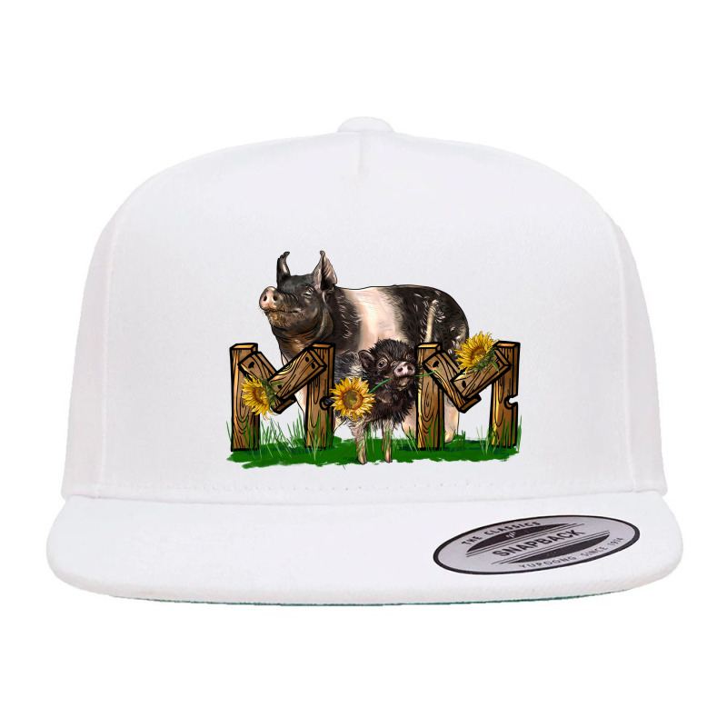 Western Mom With Hampshire Pig And Baby Pig 5 panel snapback cap by LillyAllenDesigns | Artistshot