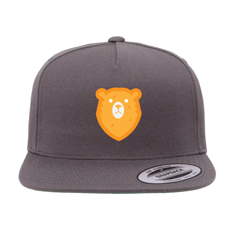 Simple Illustration Of A Yellow Bear's Head 5 Panel Snapback Cap | Artistshot