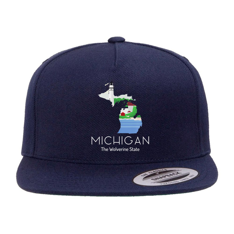 Michigan Proud State Motto The Wolverine State T Shirt 5 Panel Snapback Cap | Artistshot