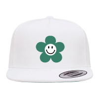 Viridian Green Daisy Smile Face Flower 5 Panel Snapback Cap | Artistshot