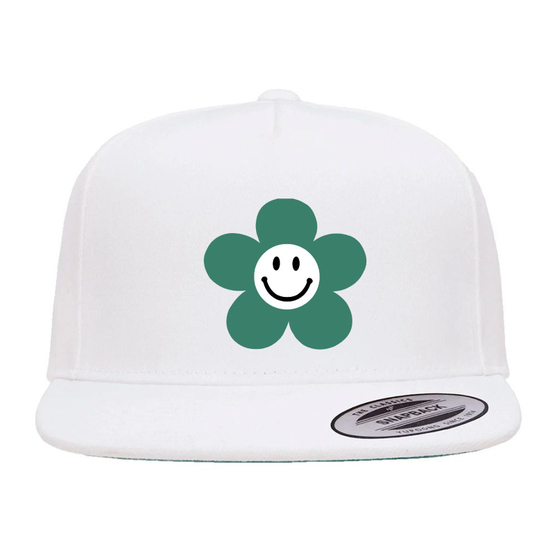 Viridian Green Daisy Smile Face Flower 5 panel snapback cap by GlassKaca | Artistshot