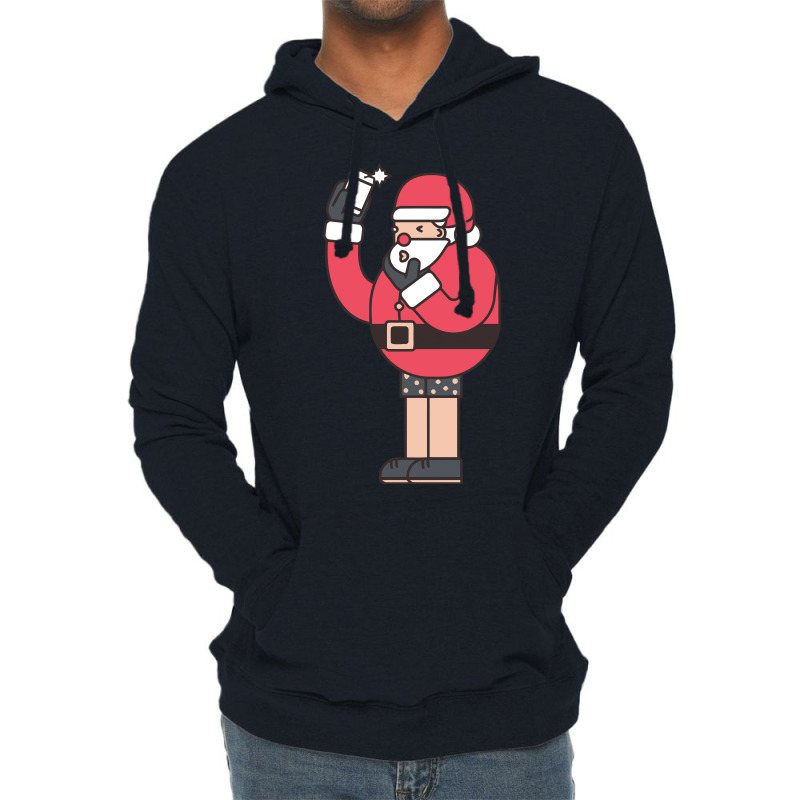 Santa Take A Selfie Before Xmas Lightweight Hoodie | Artistshot