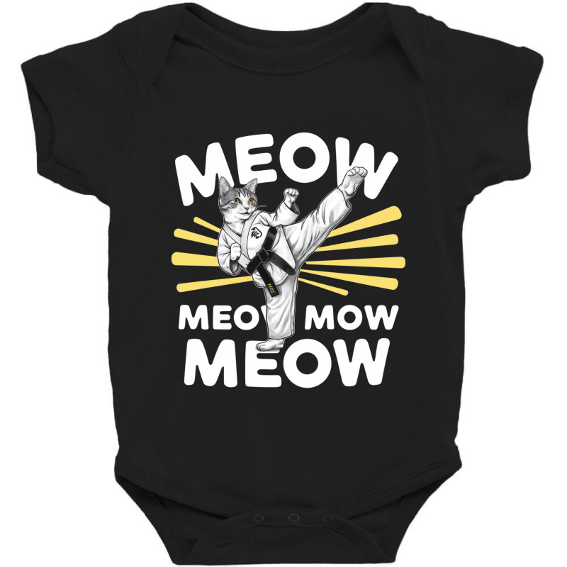 Taekwondo Black Belt Cat Standing Baby Bodysuit by John Nichols | Artistshot