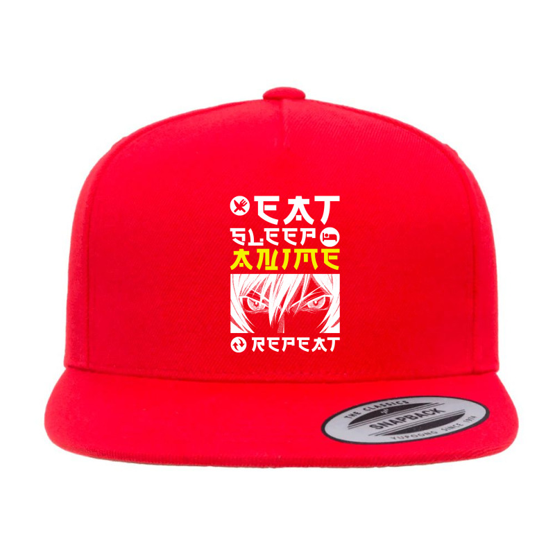 Eat Sleep Anime Repeat Tee Funny 5 Panel Snapback Cap | Artistshot