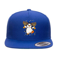 Penguin Bird Chanukah Jewish Menorah Penguin Funny Hanukkah 135 Ice Oc 5 Panel Snapback Cap | Artistshot