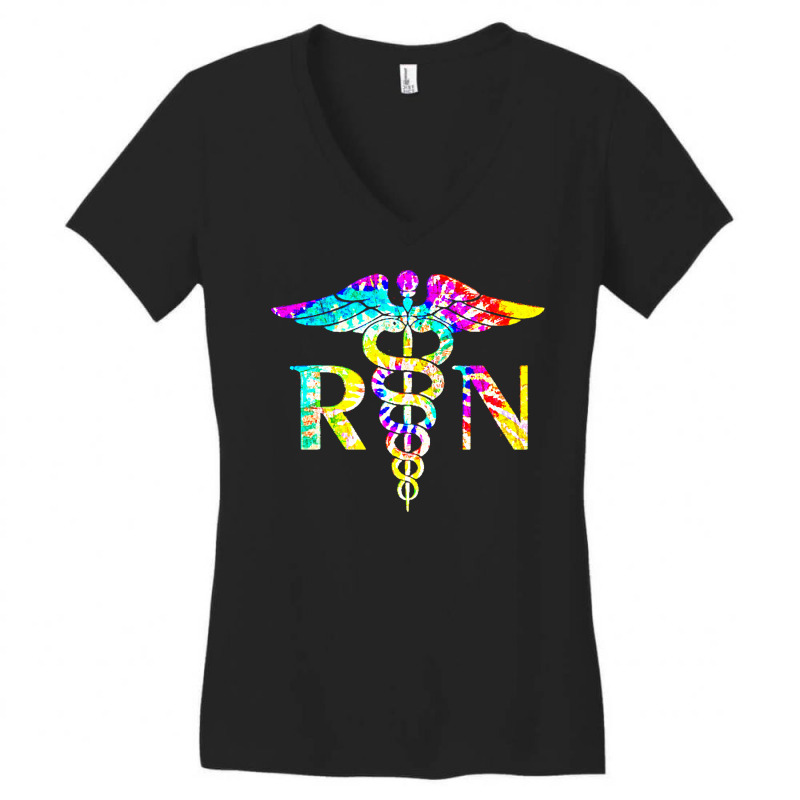 Nurse T  Shirt Lovely R N Registered Nurse Tie Dye 2 Women's V-neck T-shirt | Artistshot