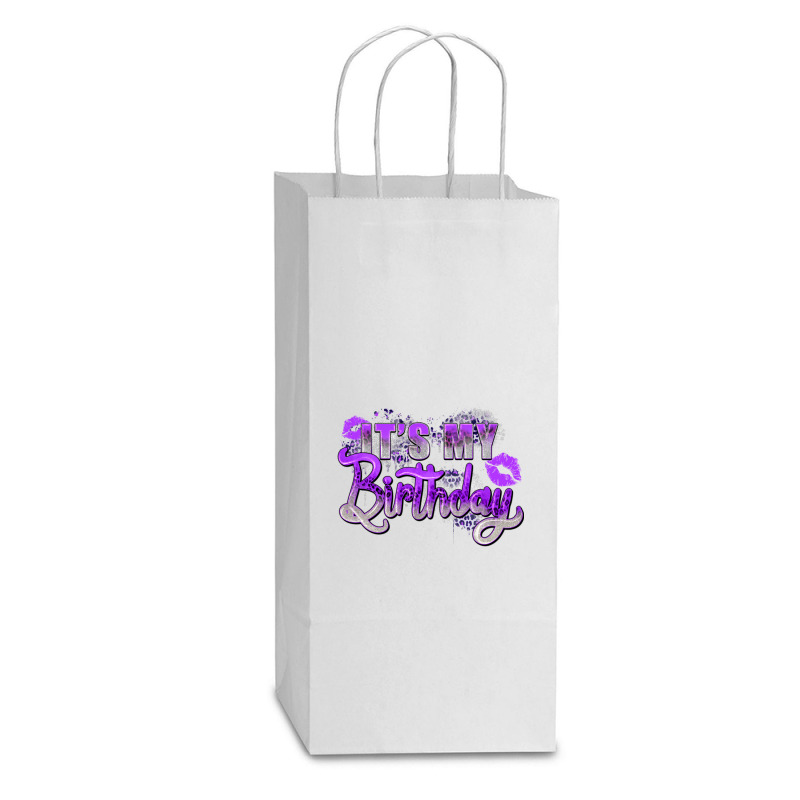 Purple Its My Birthday Double Wine Paper Bag - 6 1/2 X 3 1/2 X 12 3/8 | Artistshot