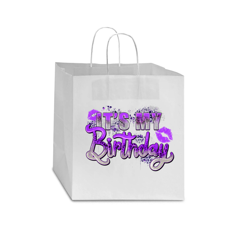 Purple Its My Birthday Star Paper Bag - 13 X 7 X 13 | Artistshot