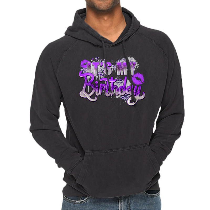 Purple Its My Birthday Vintage Hoodie | Artistshot