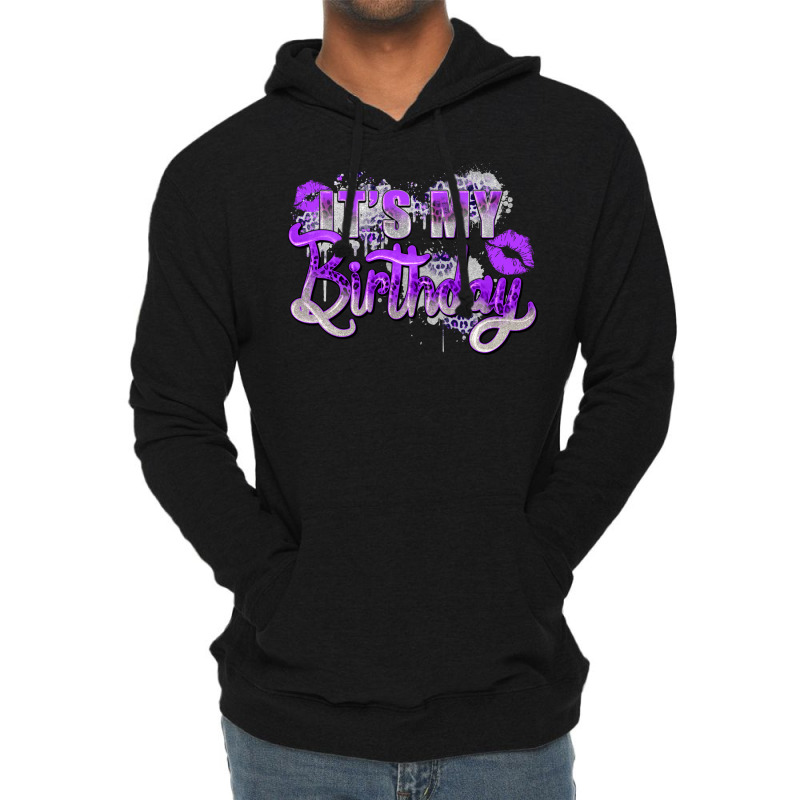 Purple Its My Birthday Lightweight Hoodie | Artistshot