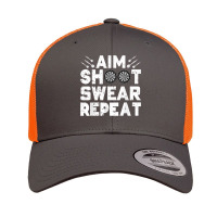 Darts Aim Shoot Swear Repeat Dartboard Funny Dart Player T Shirt Retro Trucker Cap | Artistshot